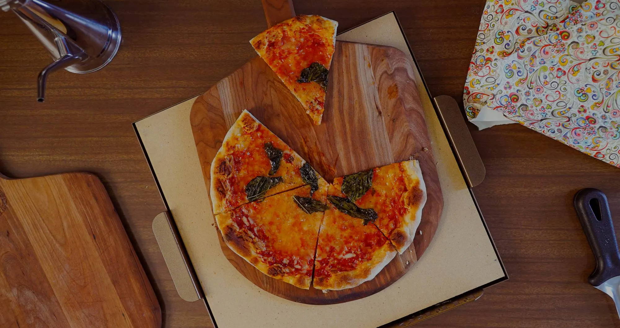 italian pizza stone with pizza