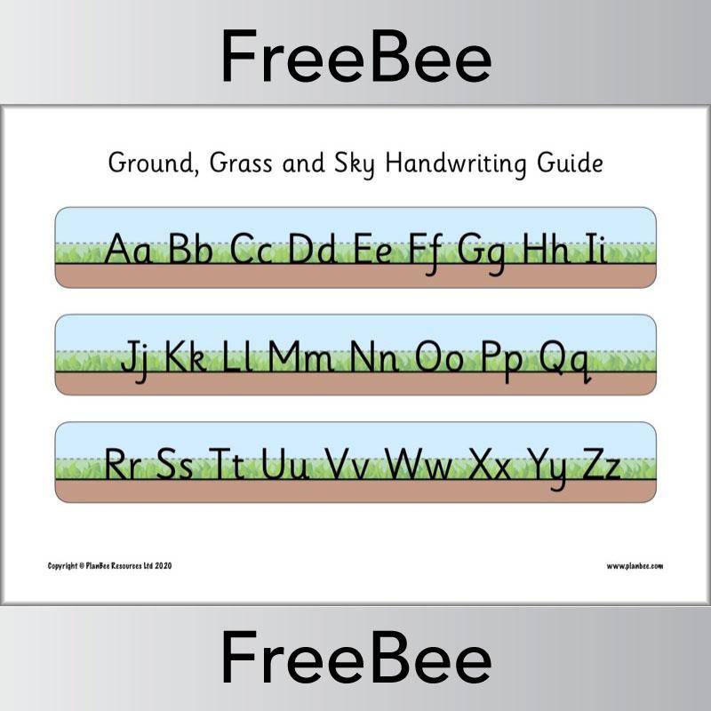 Free ground, grass, sky handwriting sheet