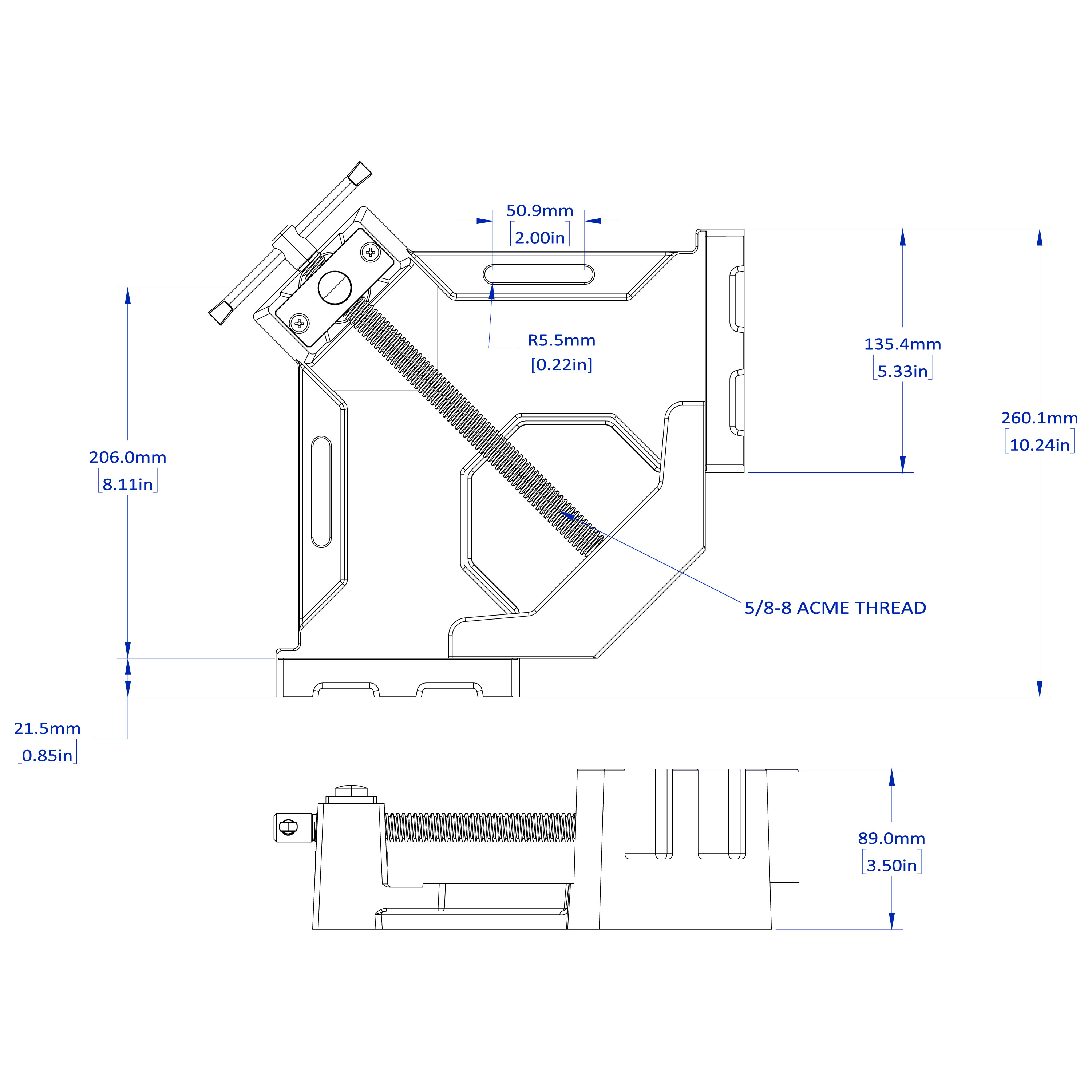 Technical drawing with dimensions of a mechanical component.