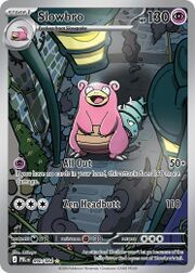 Illustration of Slowbro Pokémon card with attack details and stats.