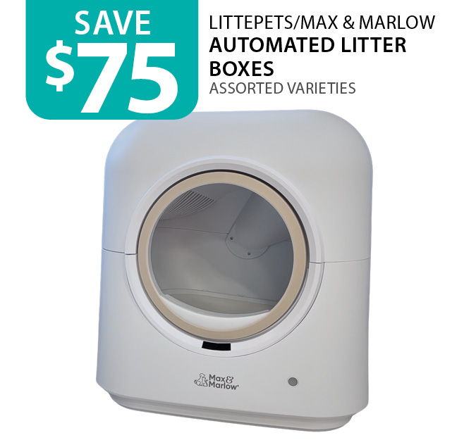 $75 off LittlePets and Max & Marlow Automated Litter Boxes