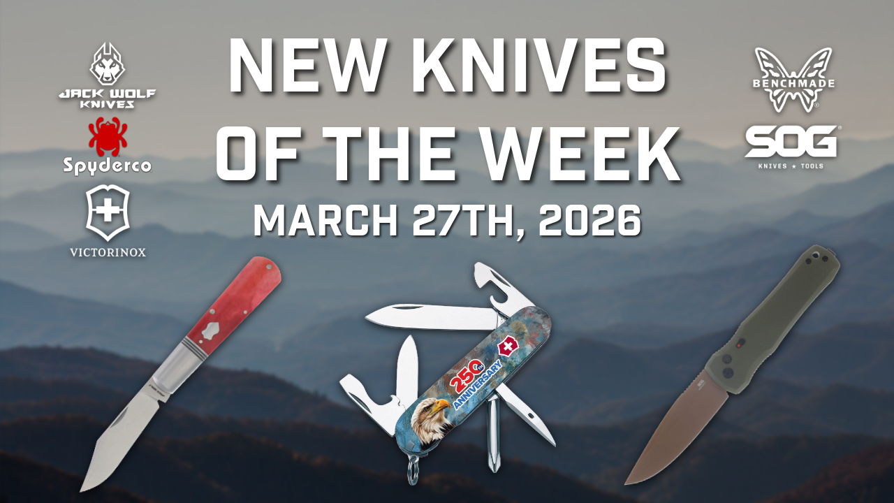 New knives of the week, March 27th, 2026, featuring various knife designs.