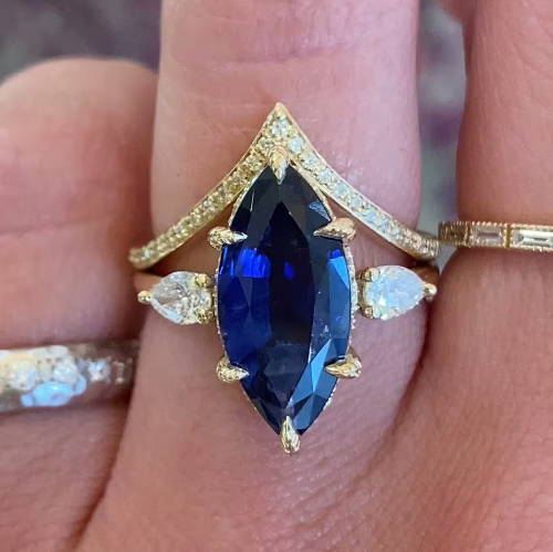 vintage marquise ring with wedding bands