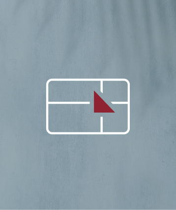 Logo featuring a red triangle on a white rectangular background.