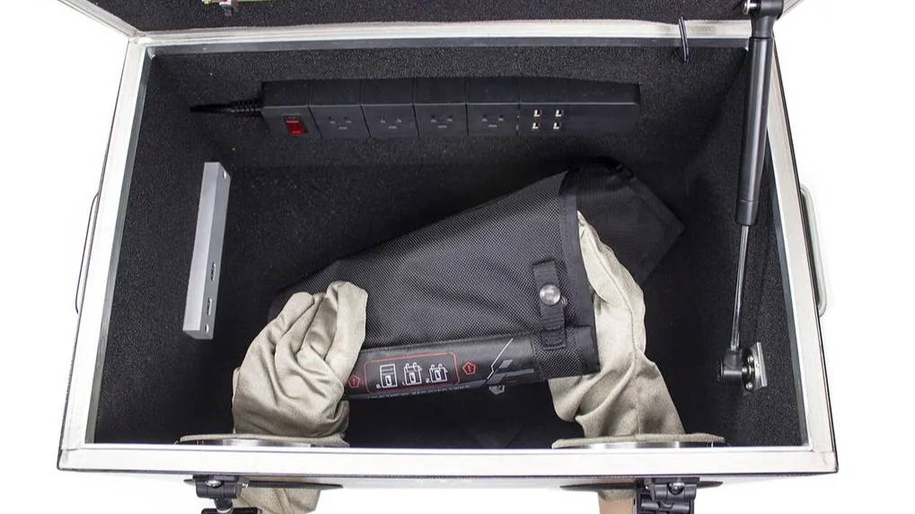 Mission Darkness NeoLok Faraday Bag tablet size fits inside BlockBox Lab digital forensics device analysis forensic box