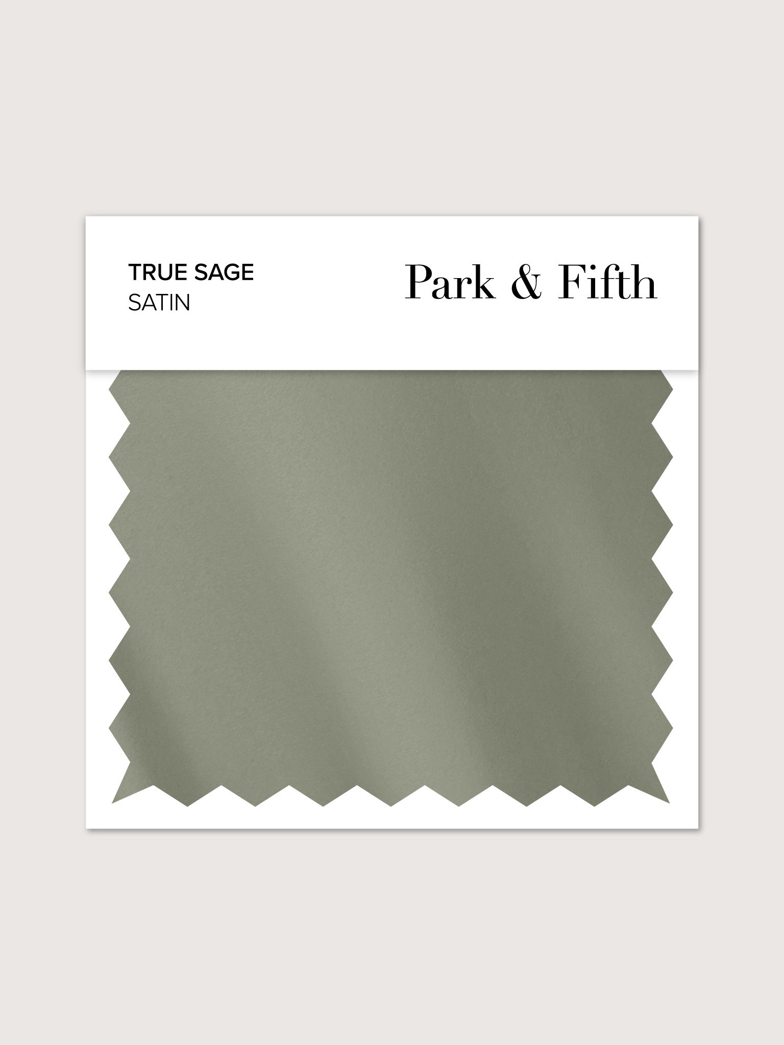 Satin fabric swatch in True Sage color from Park & Fifth.