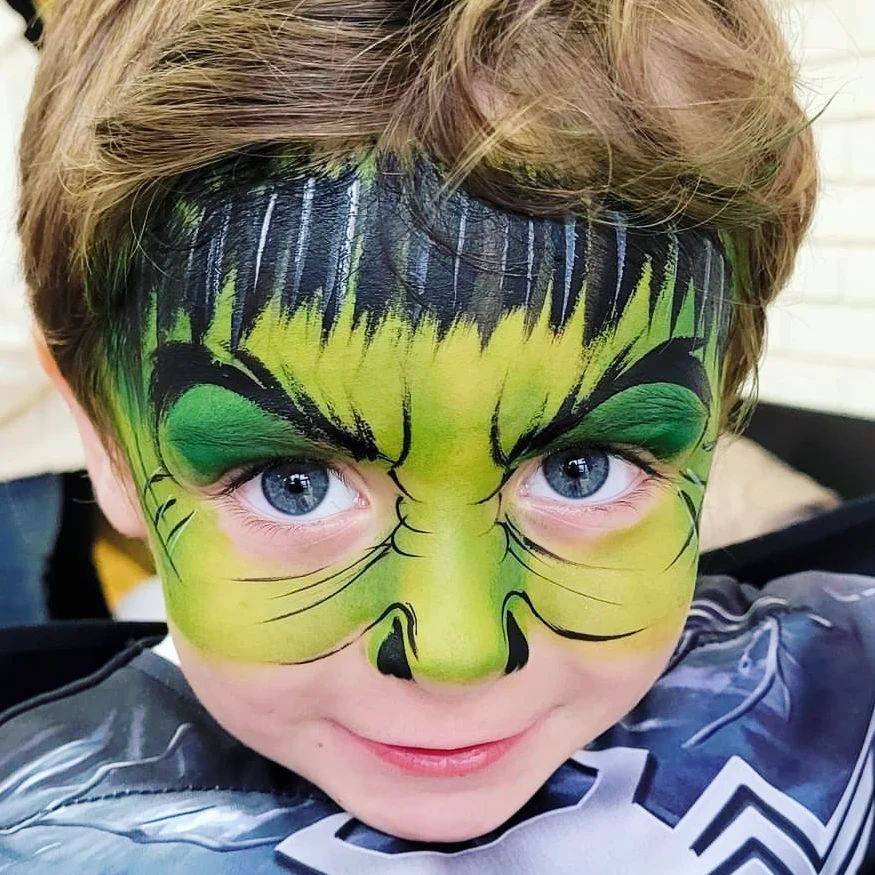 hulk face paint cute boy