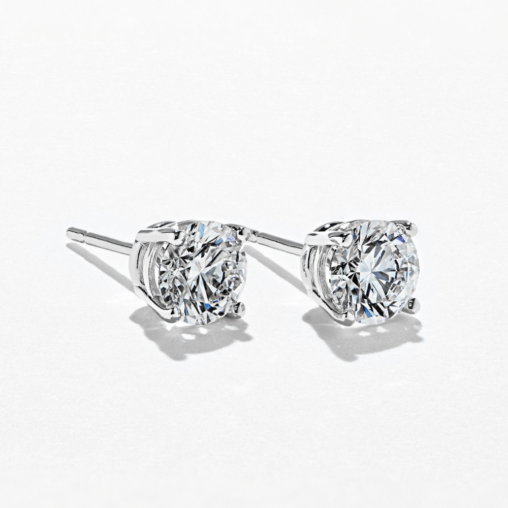 lab grown diamond basket stud earrings in white gold
