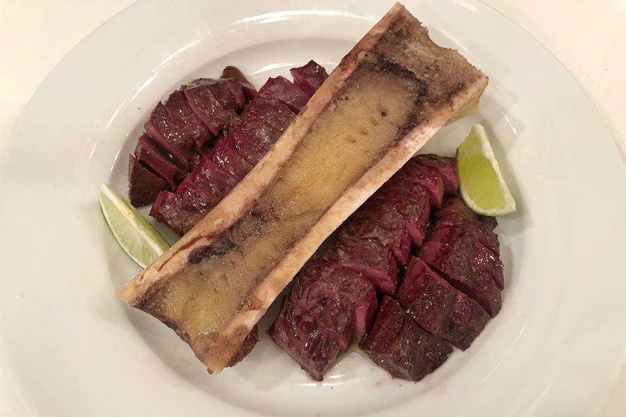 BEEF HEART STEAKS WITH BONE MARROW