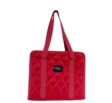 red carry all binder bag for sewing and quilting on a white background