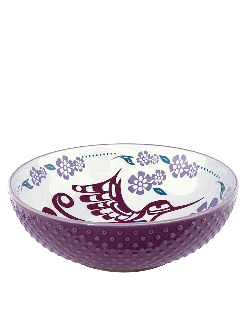 Porcelain Art Serving Bowl (Large) - Hummingbird (Purple)