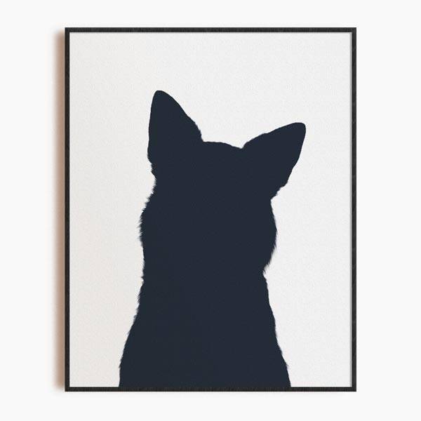 silohette dog art on framed print