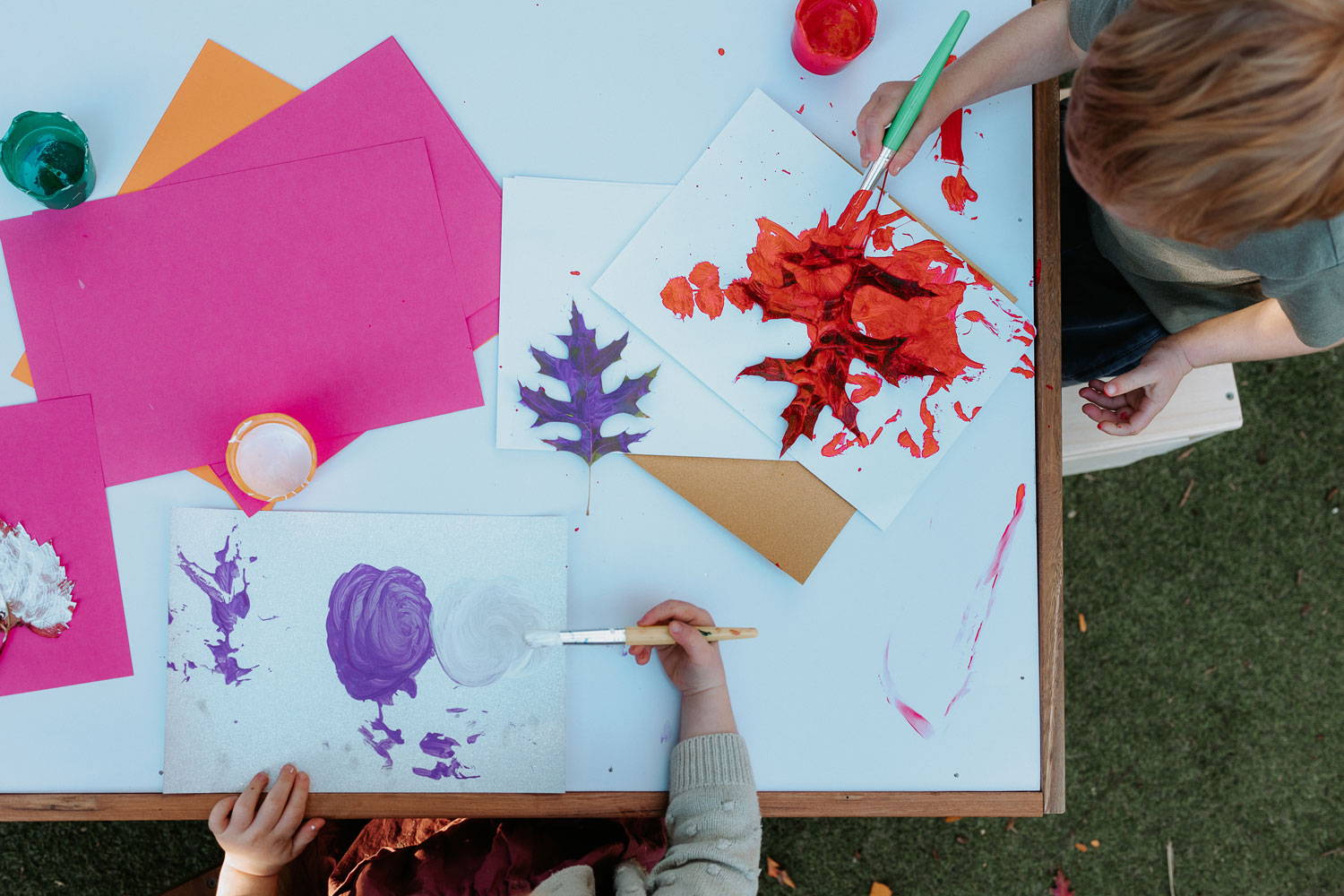 Kids Immersing in Nature-inspired Painting as they Incorporate Natural Elements