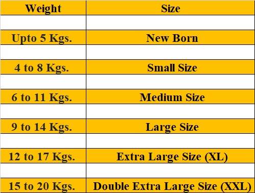 Reference for Baby Diapers Size Chart 