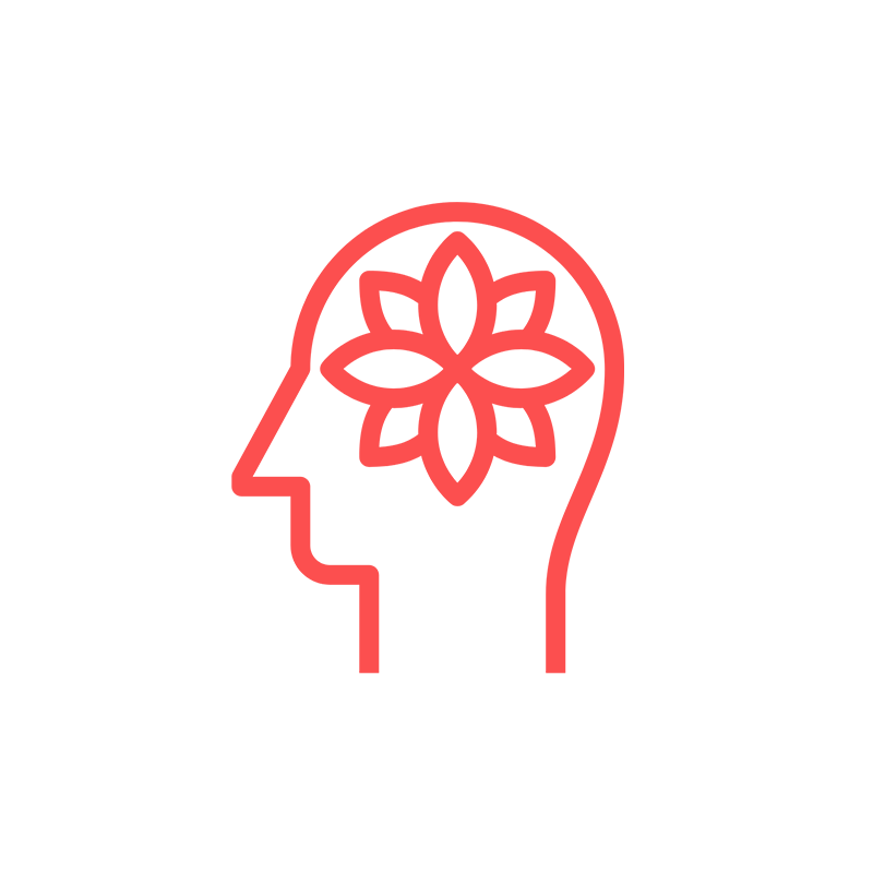 Head of a person with flower in the head