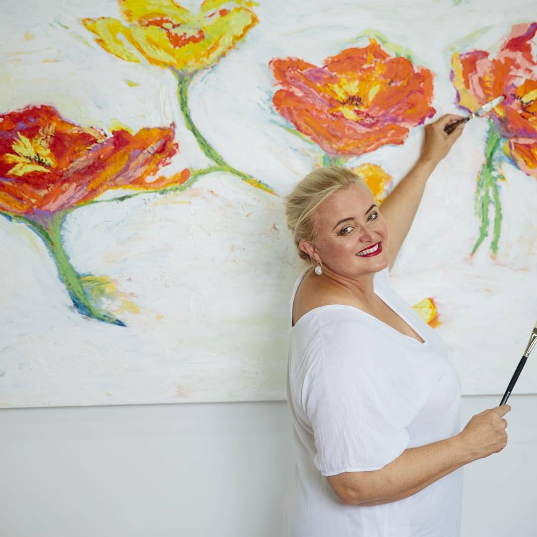Camilla Webster painting flowers