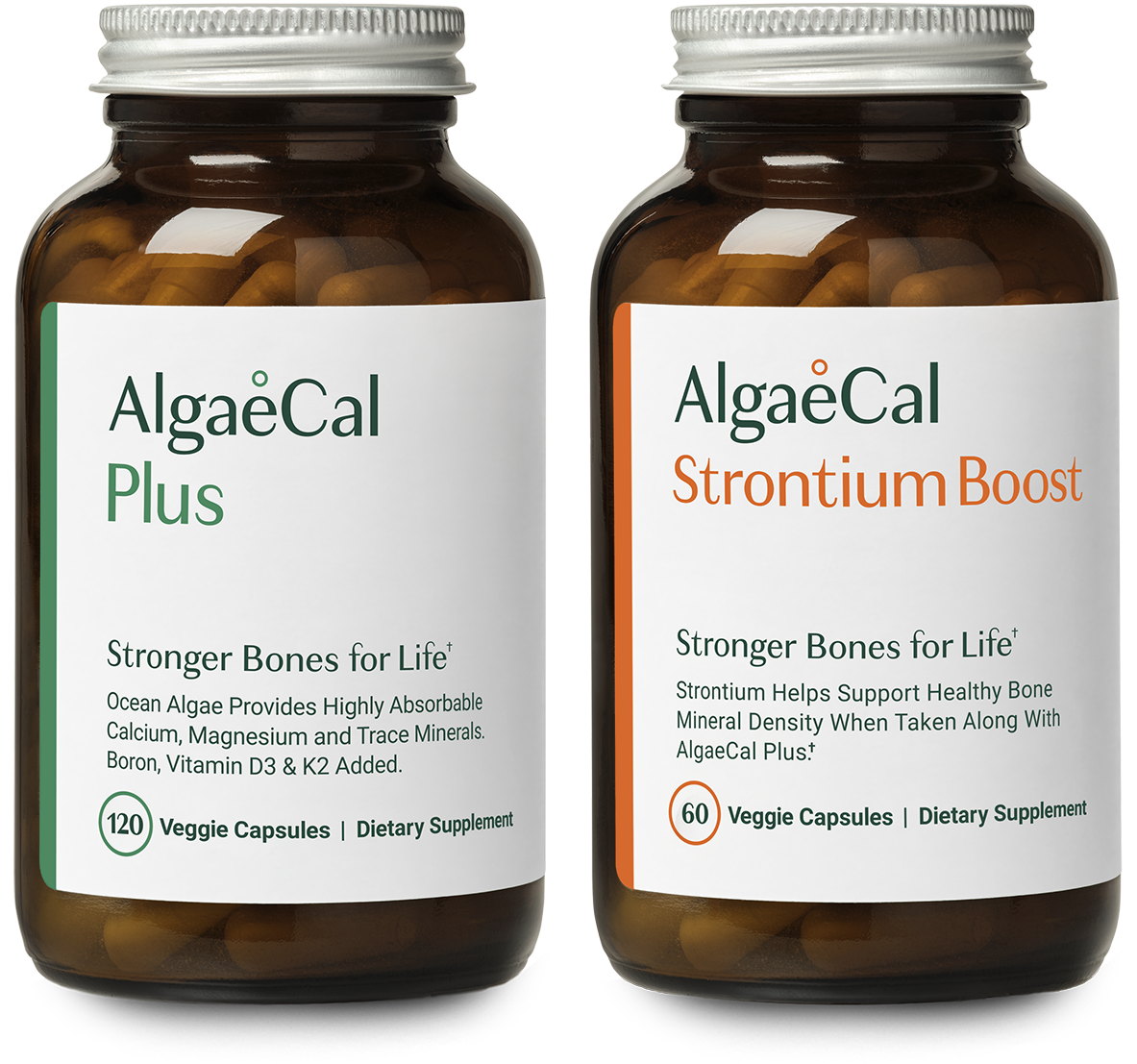 A bottle of AlgaeCal Plus and Strontium Boost