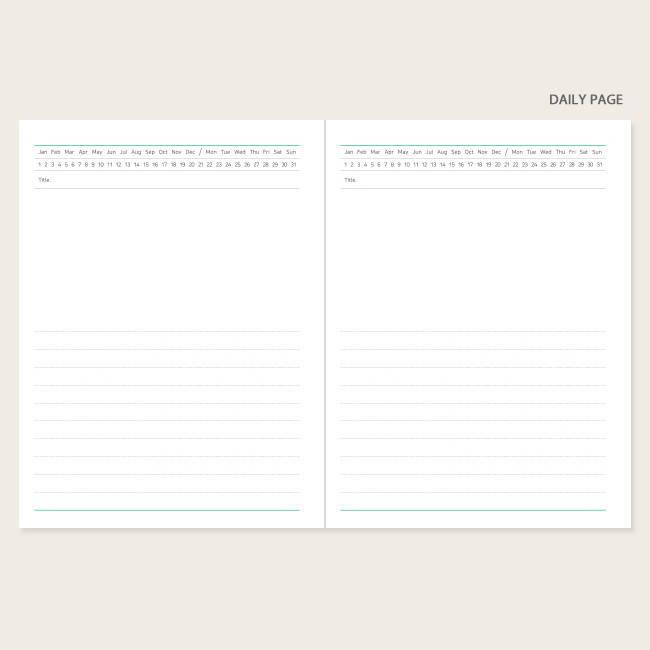 Daily pages - Rihoon Re green dateless daily diary journal