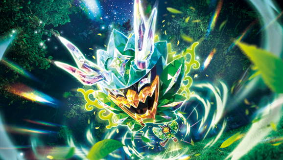 Crystal plant monster glowing in enchanted forest