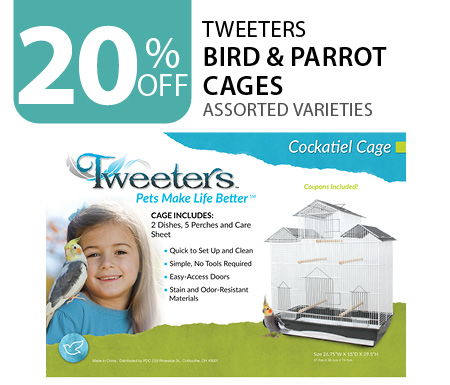 20% off Tweeters Bird & Parrot Cages