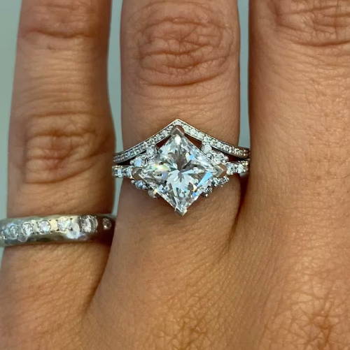 princess cut ring with crown