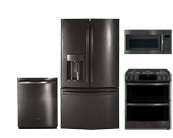 Group of black stainless appliances