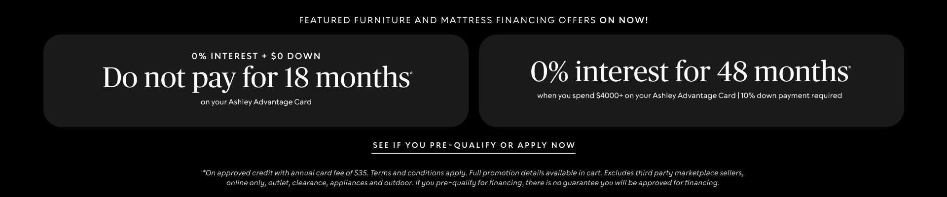 Text promoting no payments for 12 months and zero interest for 15 months.