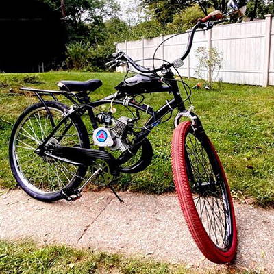 This upgraded 2-stroke motorized bicycle is upgraded for performance and longevity.