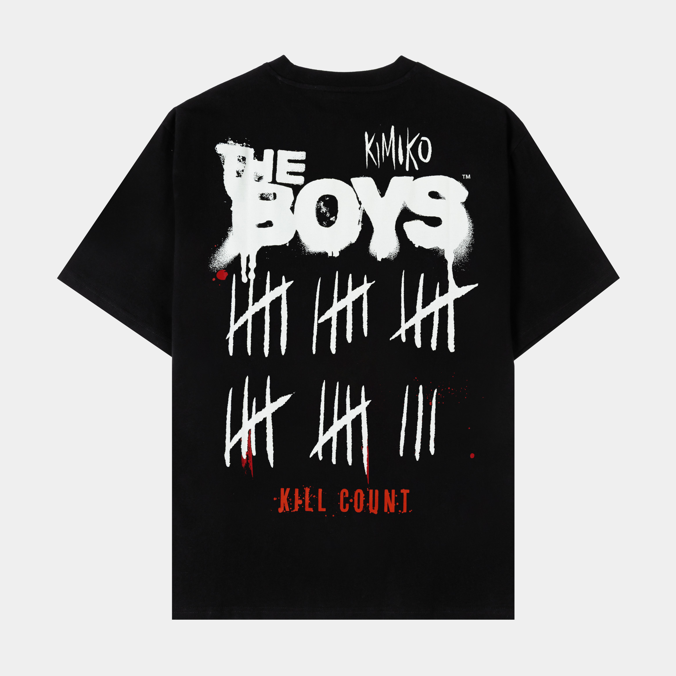 Black t-shirt featuring graphic of a character named Kimiko.