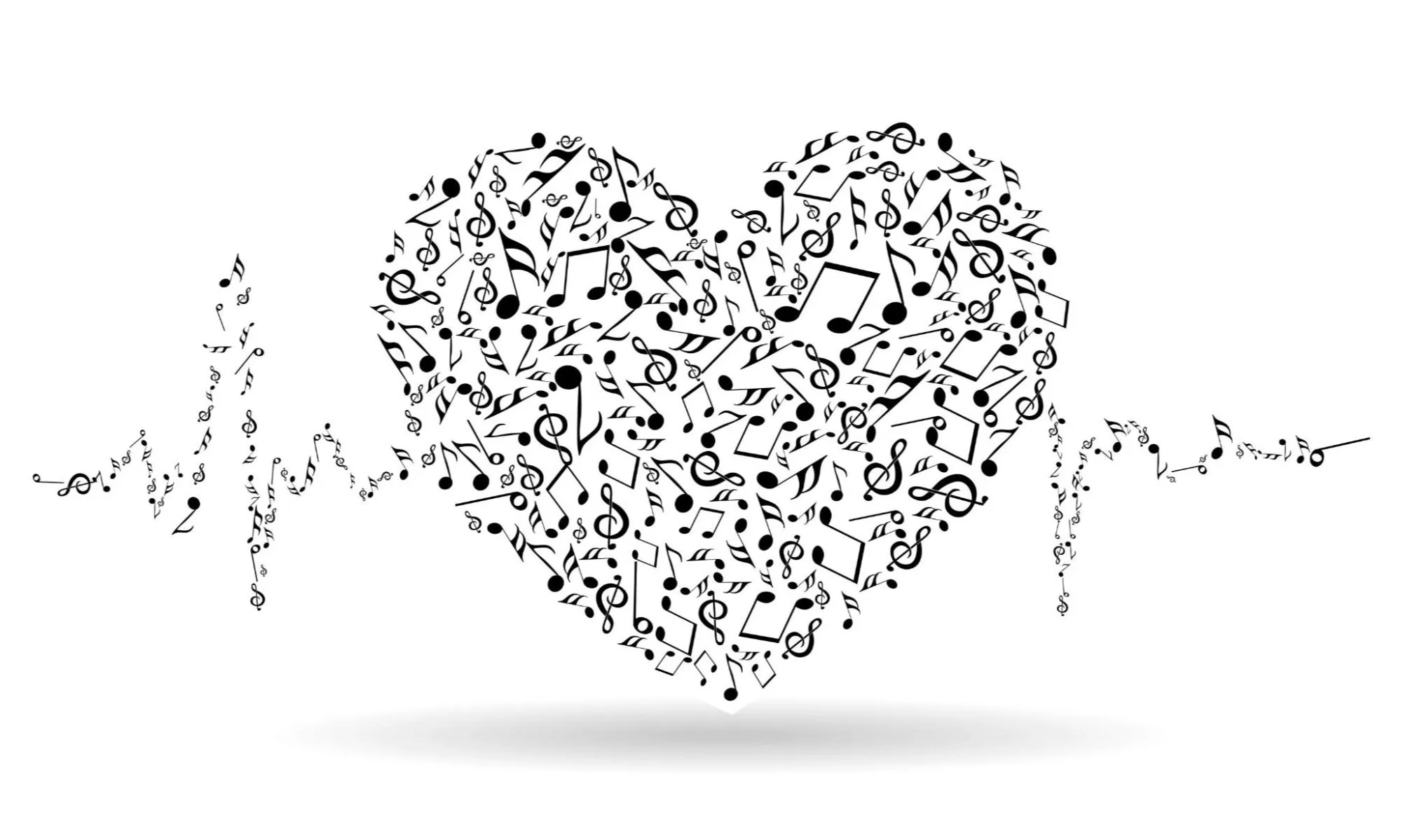 music notes in shape of heart 