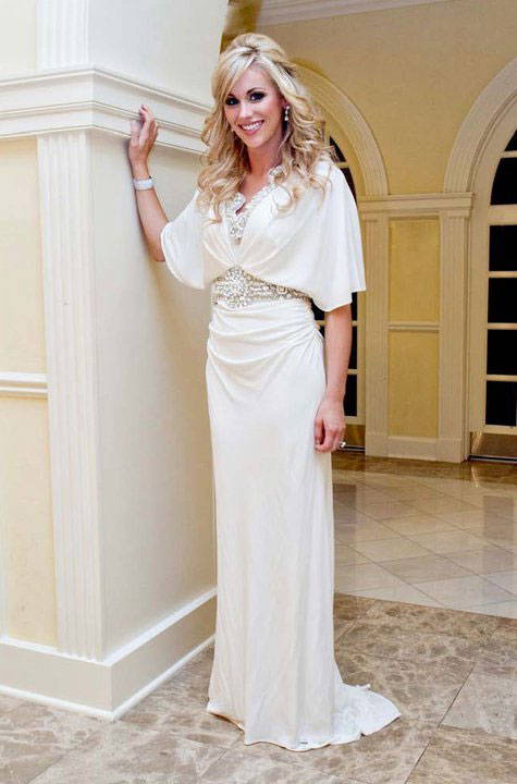 Candice Crawford in Badgley Mischka Couture at her wedding to Tony Romo