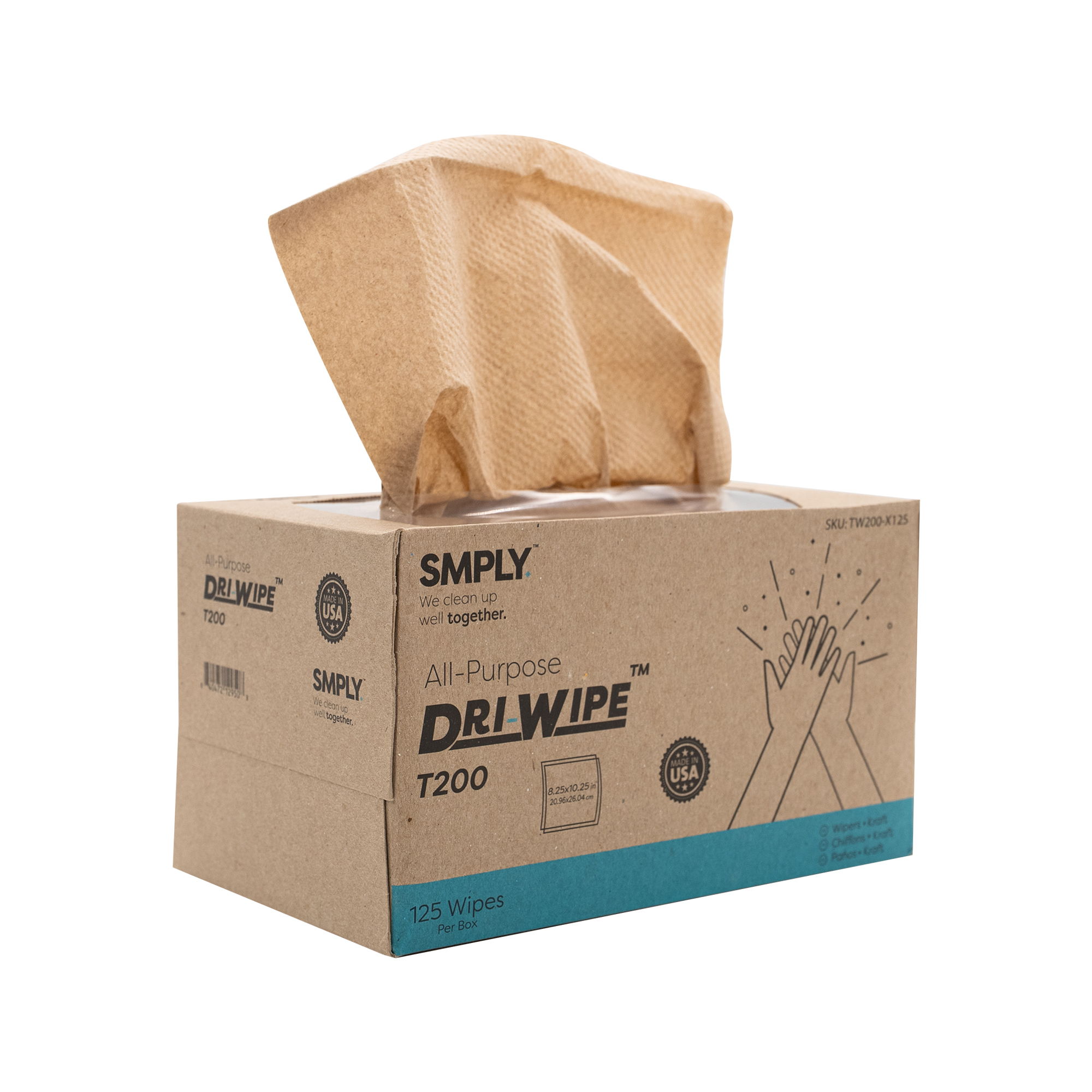 Box of disposable wipes with an opening at the top.