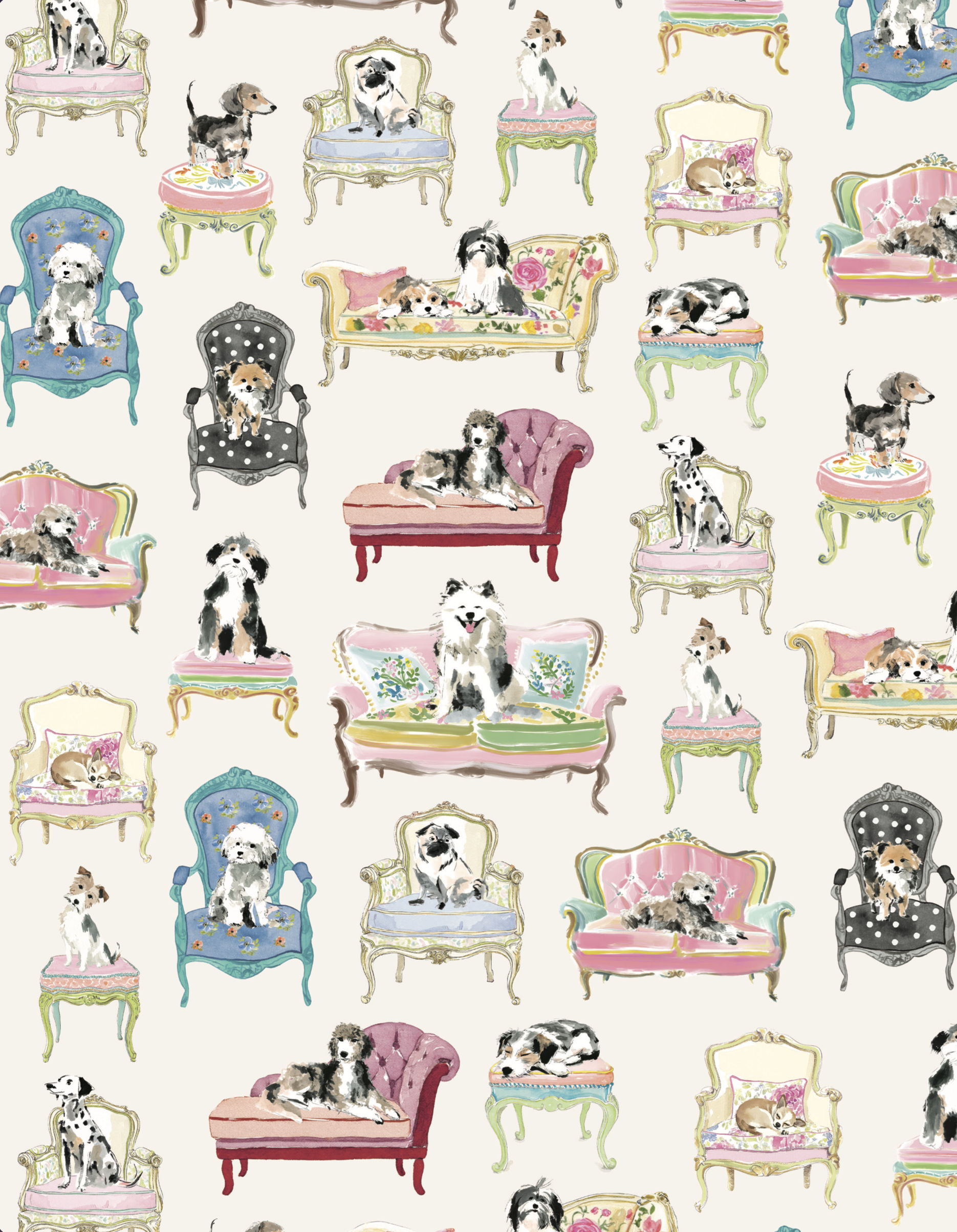 dogs on chairs cover printable.