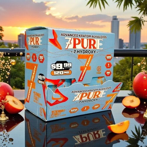 A box of 7 Pure Hydroxy supplements with a sunset background.