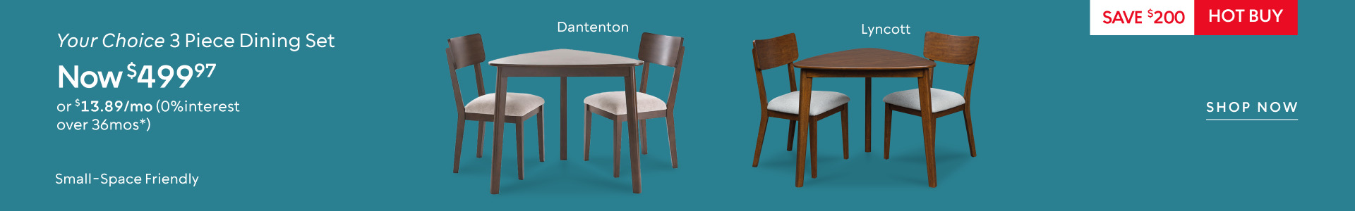Lyncott and Dantenton 3 Piece Dining Sets​ now $499.97 save $200