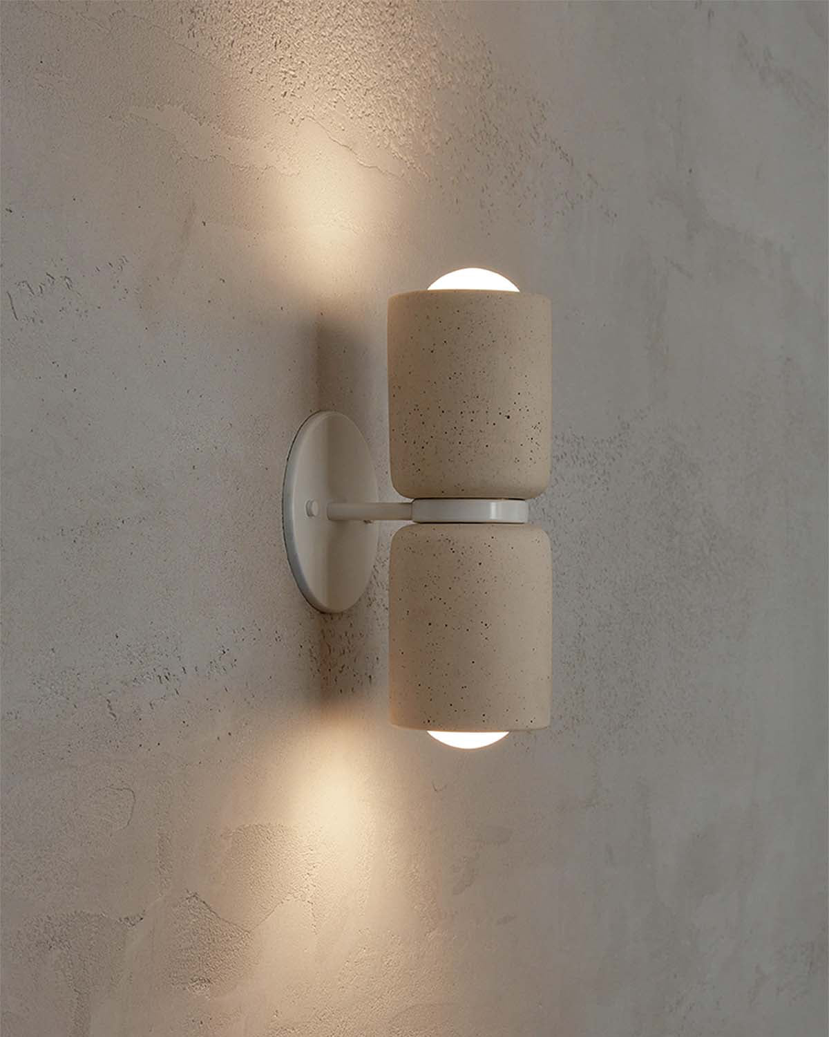 Ceramic Up Down Wall Light Terra 2 Vanilla Bean White Light On