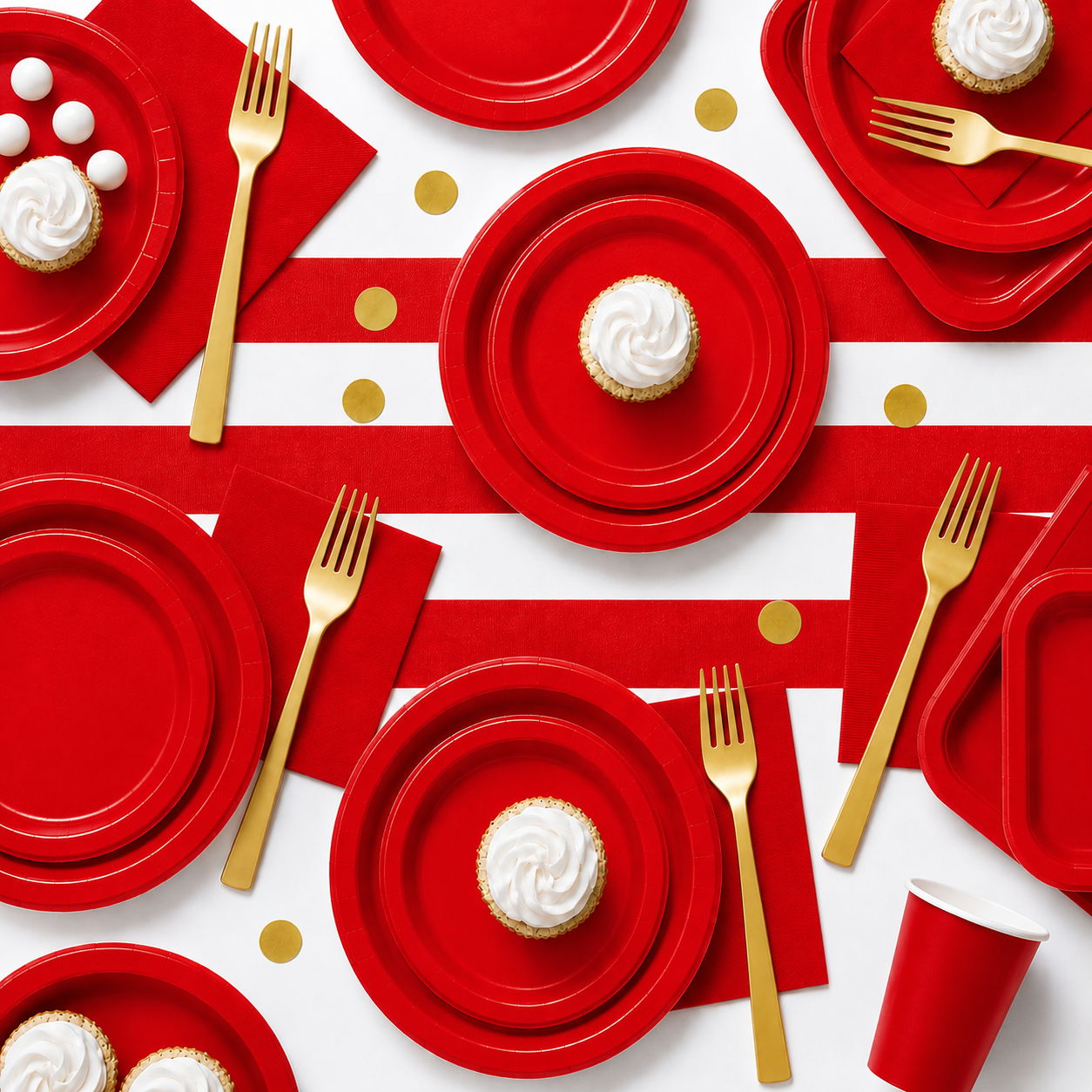 Solid color party tableware at Diddams