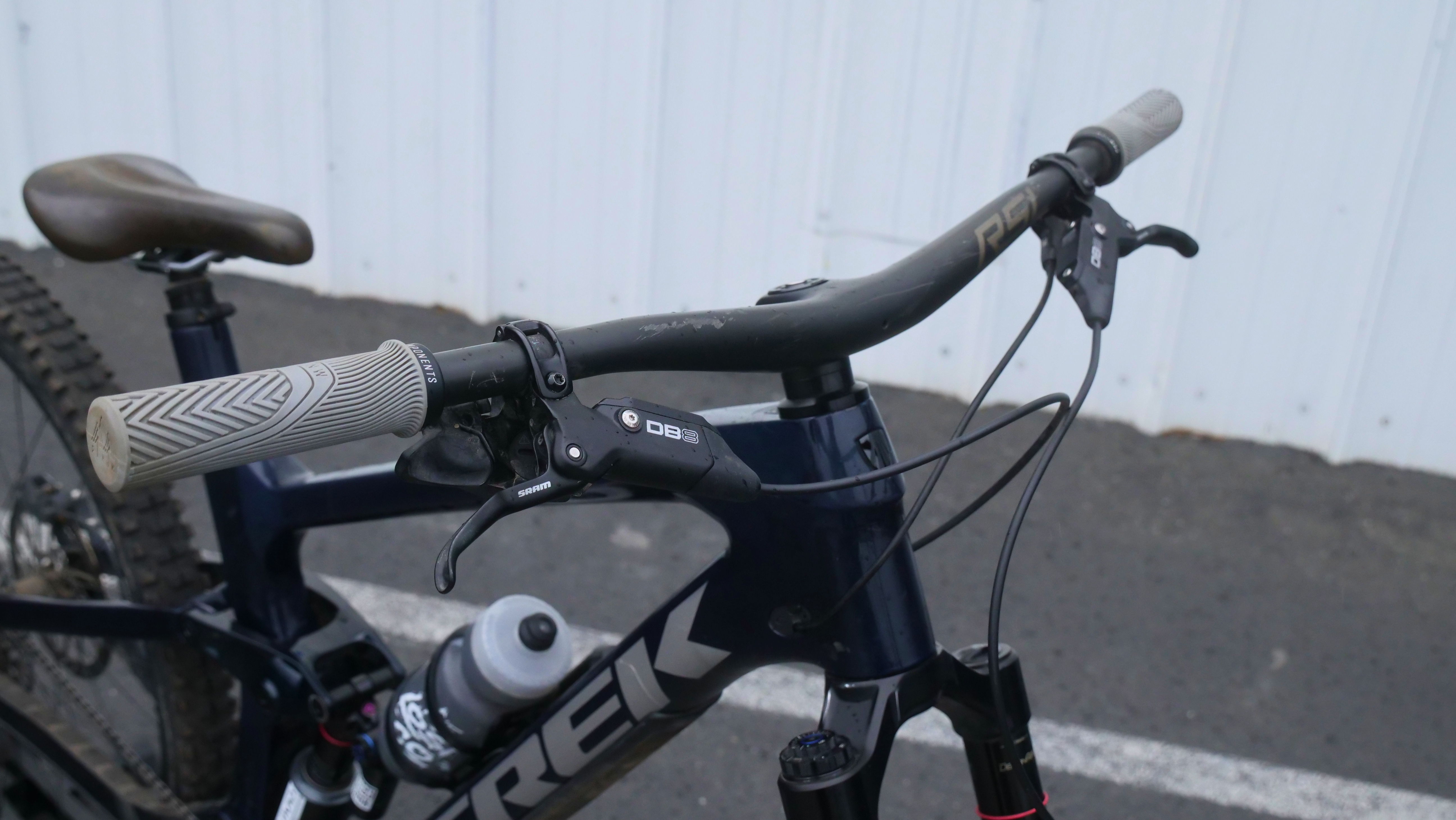 Close-up of a bicycle's handlebars and stem.