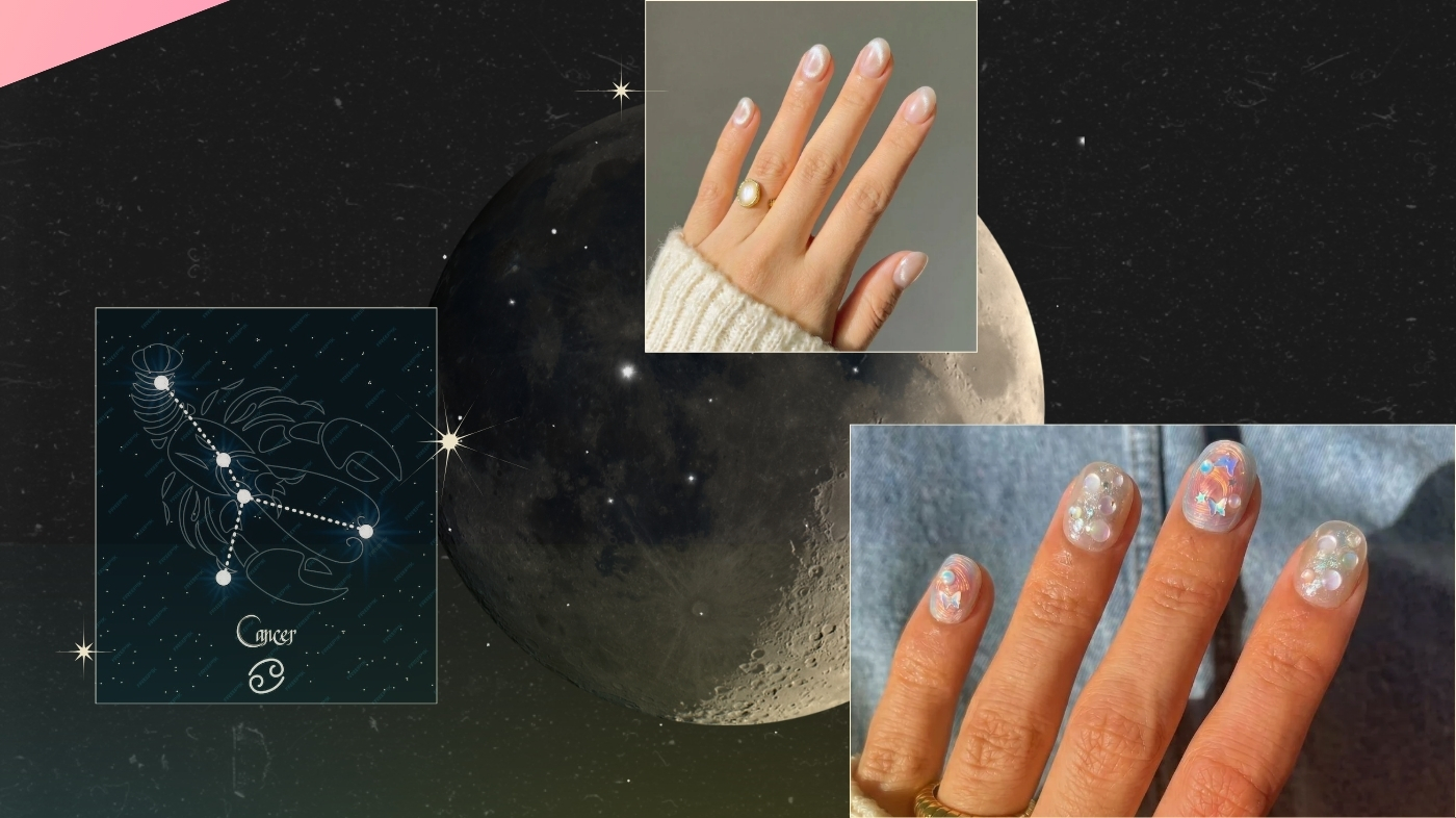 Editorial visual for the section: Cancer Nails: Pearls, Milky White, Soft Pink, and Moon-Inspired Details