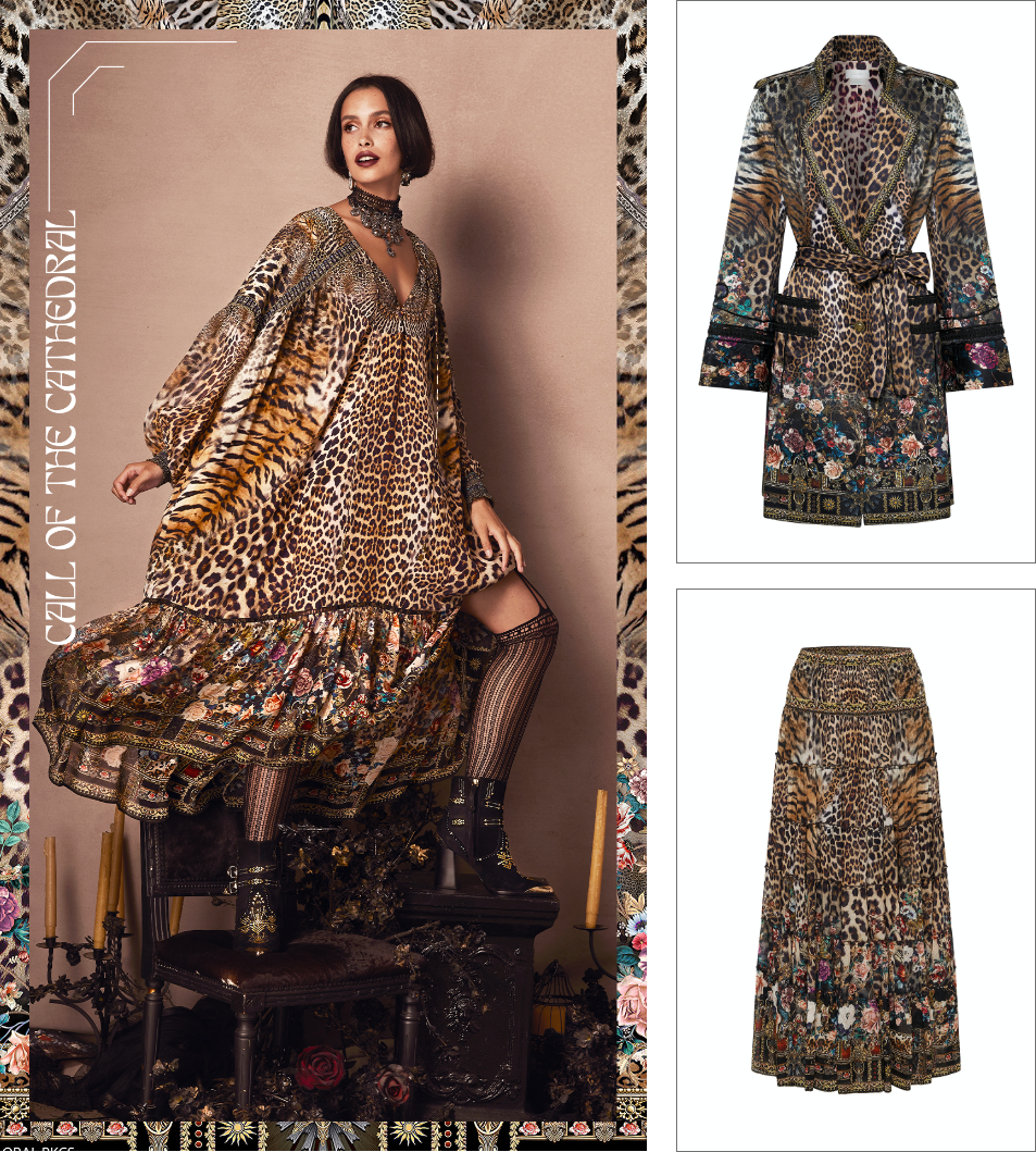 camilla leopard print dress, jacket and skirt