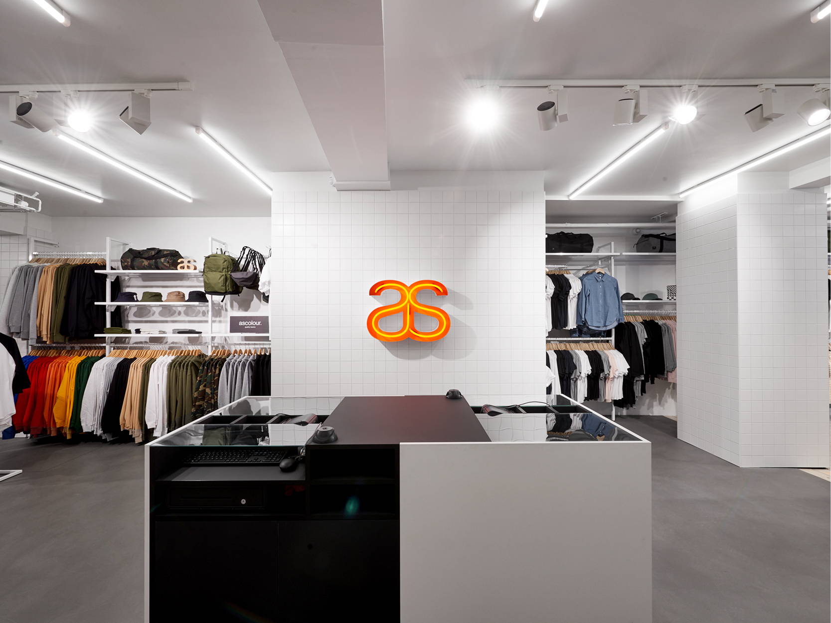 AS Colour Shoreditch inside store featuring the 'as' stylised logo