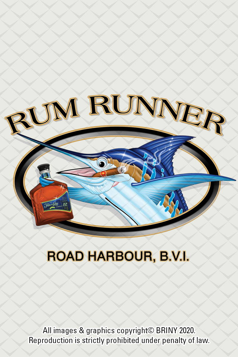 Briny-Rum-Runners logo marlin Graphic for custom fishing shirts