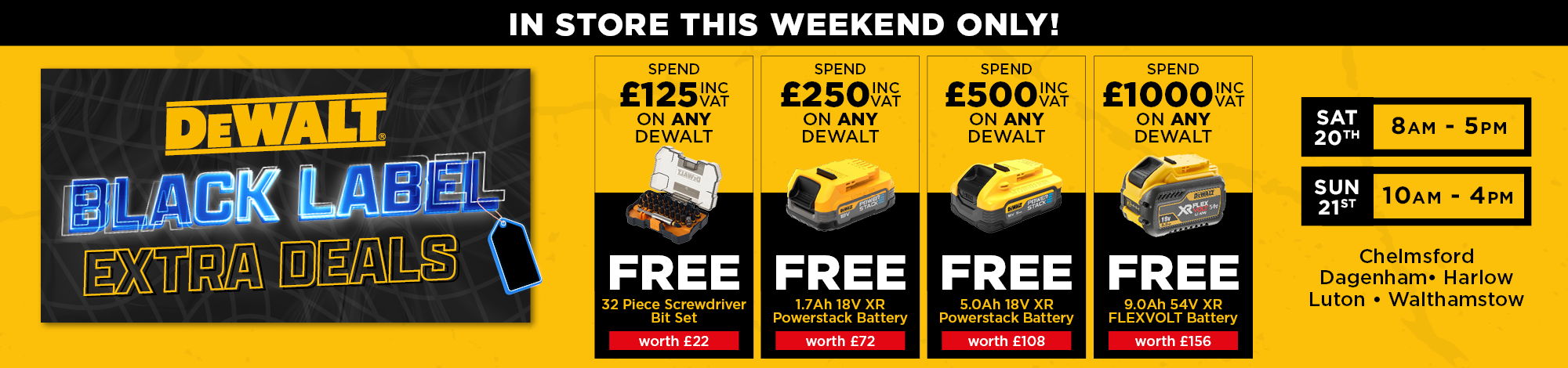 Dewalt Black Friday sale with free offers and pricing details. In-store only.