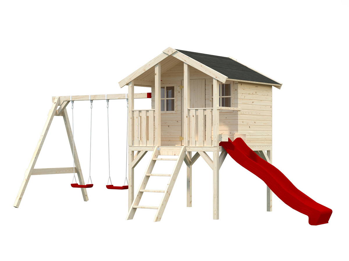 Kids Playhouse DIY Kit Little Tower with slide and swing set by WholeWoodPlayhouses