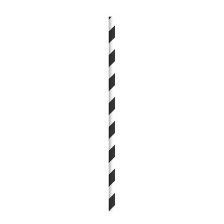 A black and white paper straw