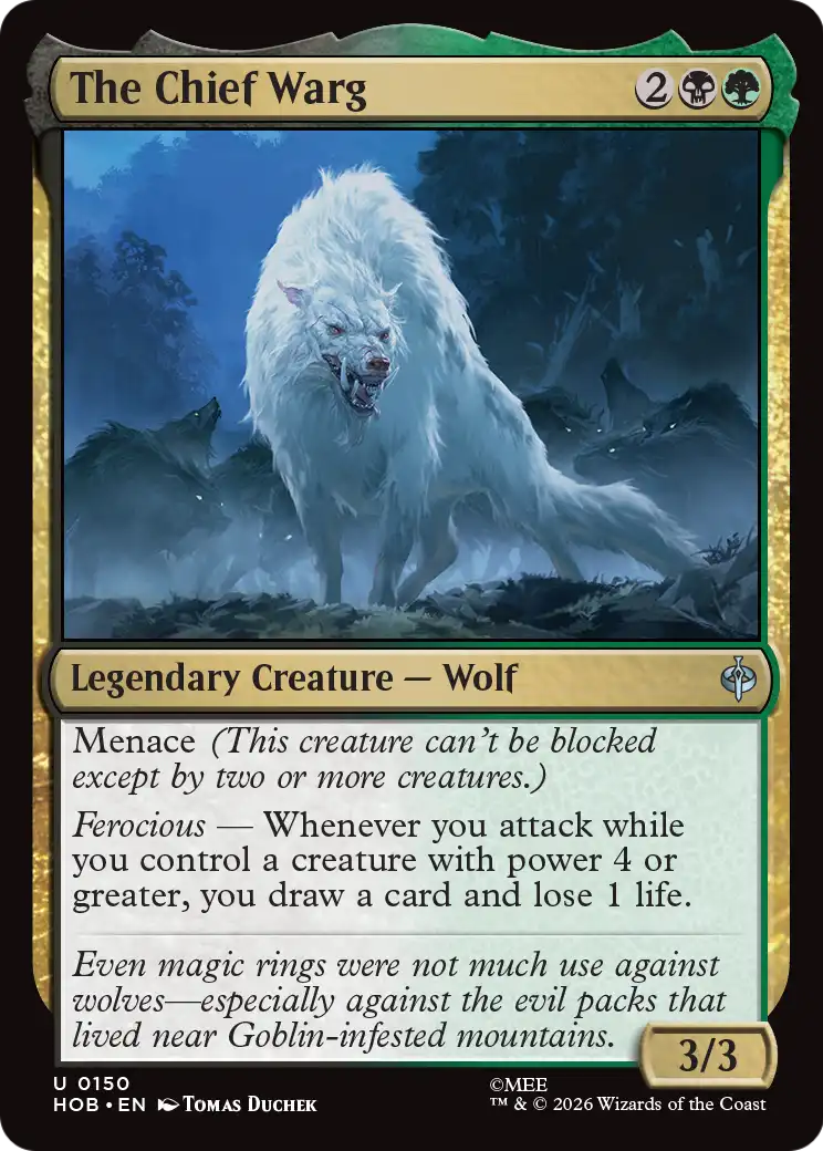 The card Chief Warg from the MTG the Hobbit crossover.