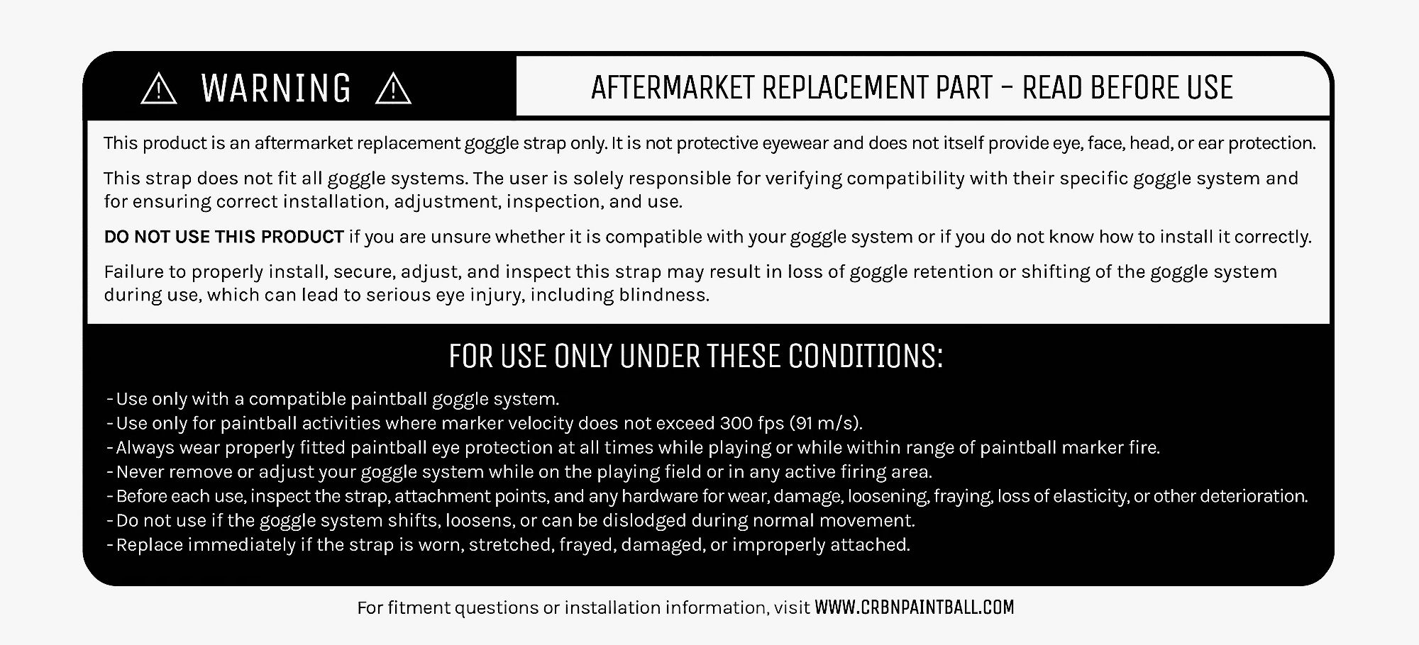 CRBN Custom Strap Must Read Information