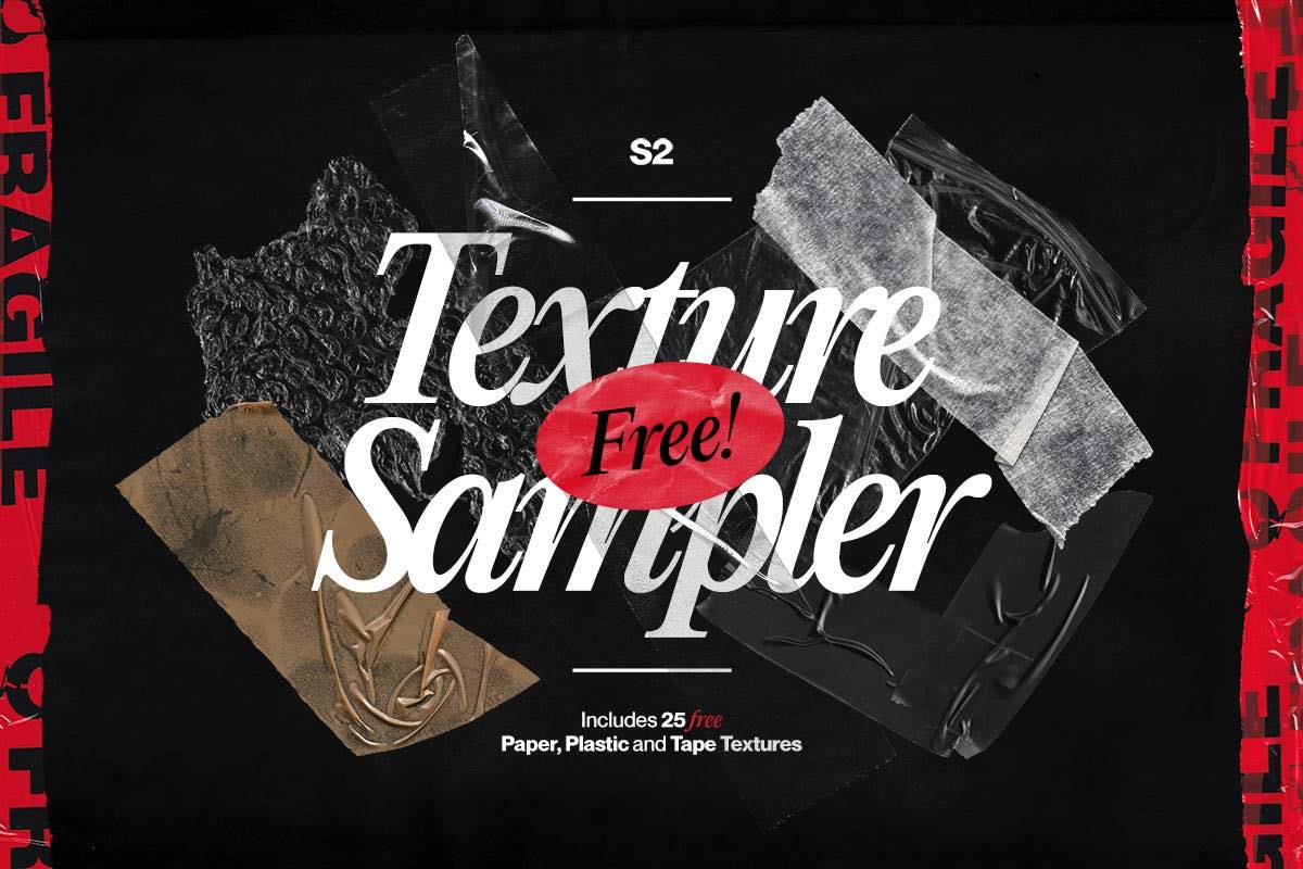 Free retro texture sampler with tape, paper, and plastic