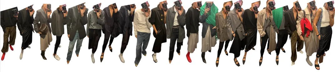 A group of people in various outfits walking together.