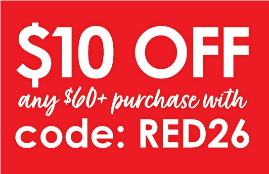 $10 off any $60+ purchase with code: RED26 | shop products
